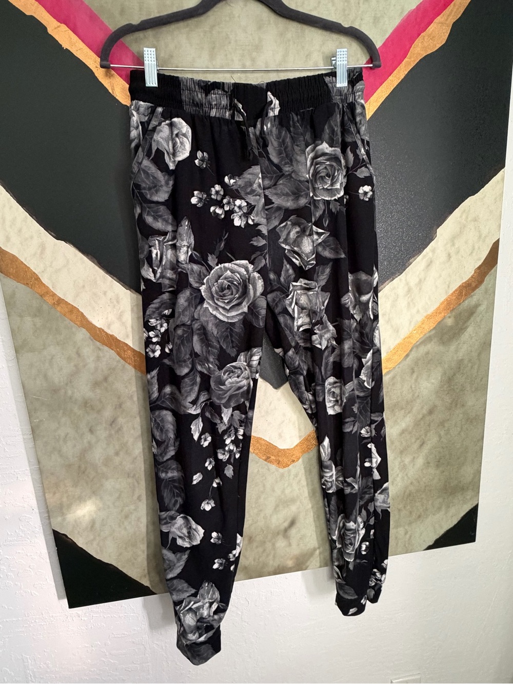 Black Floral Jogger Pants - Women's Comfortable Casual Wear